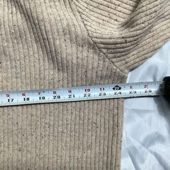 New Orleans Gordon Mens 100% Merino Wool Sweater Sz L Ribbed Speckled Beige - Picture 5 of 7